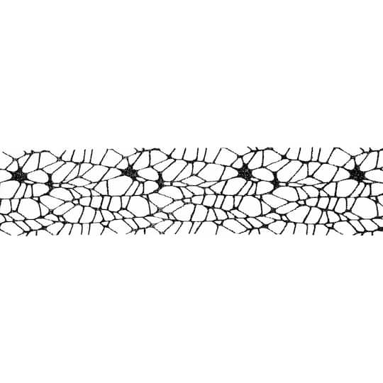 2.5" x 6.6yd. Black Glitter Spiderweb Ribbon by Celebrate It®
